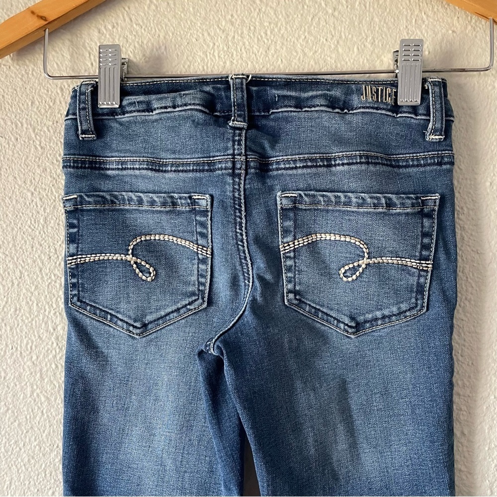 Justice Mid Rise Super Skinny Jeans Girls 10 Slim Blue Medium Wash Denim Stretch - Picture 7 of 13